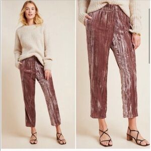 Anthropologie TINA JO Mauve Velvet Pants nwt